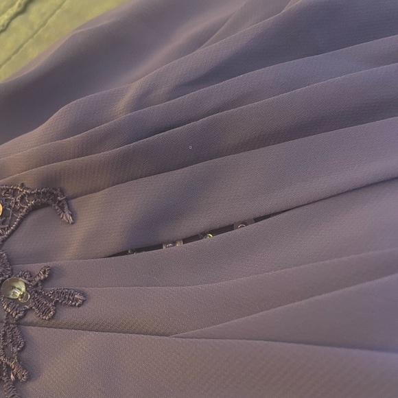 Purple Sheath/Column One Shoulder Floor-Length Chiffon Evening Dress. - Picture 15 of 15